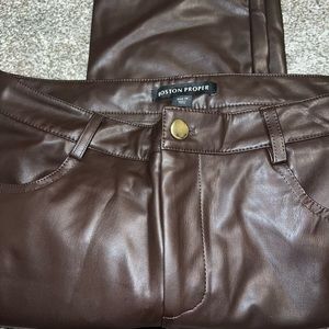 New without tags Boston proper brown leather pants size 12